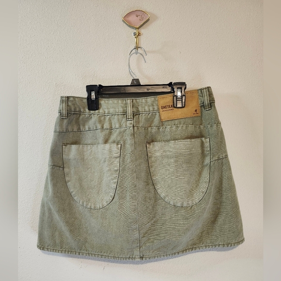One Teaspoon Vanguard Mid Rise Relaxed Denim Skirt In Olive Size 27 Brand New - Picture 9 of 13